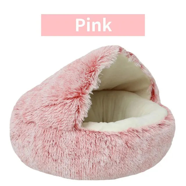 Soft Plush Pet Bed with Cover Round