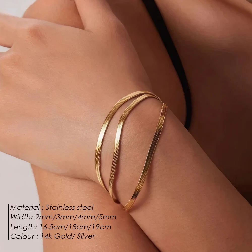 Women Trend Classic Snake Chain Bracelet Gold Color