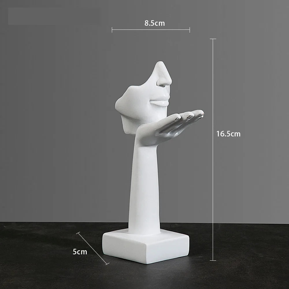 Resin Abstract Mask Statues European Miniature Figurines for Interior Home