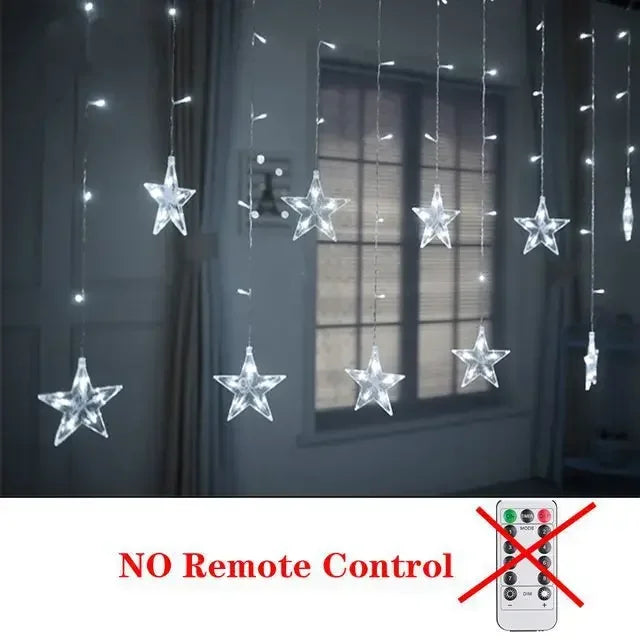 Star Moon Led Curtain Garland String Light EID Mubarak Ramadan Decoration