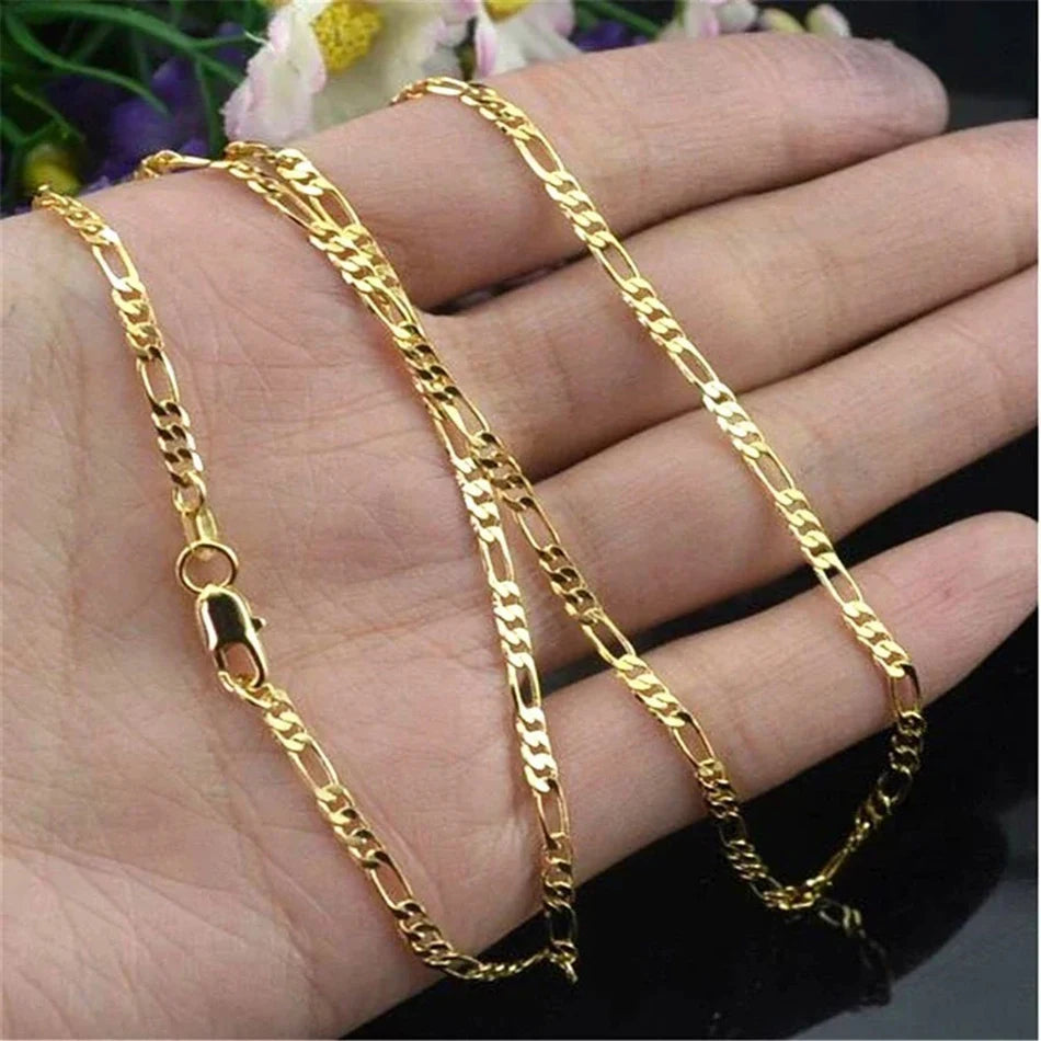 Exquisite Fashion 18K Gold Filled Necklace Size 16-30 Inch Jewelry 4mm