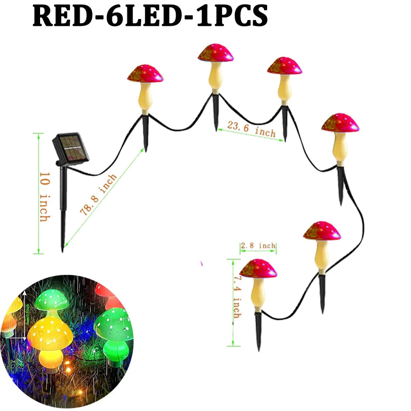 Solar Mushroom Light Garden Outdoor Decor 8 Modes