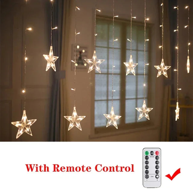 Star Moon Led Curtain Garland String Light EID Mubarak Ramadan Decoration