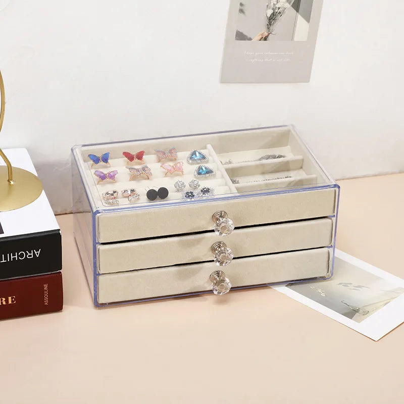 New three-layer clear drawer storage box