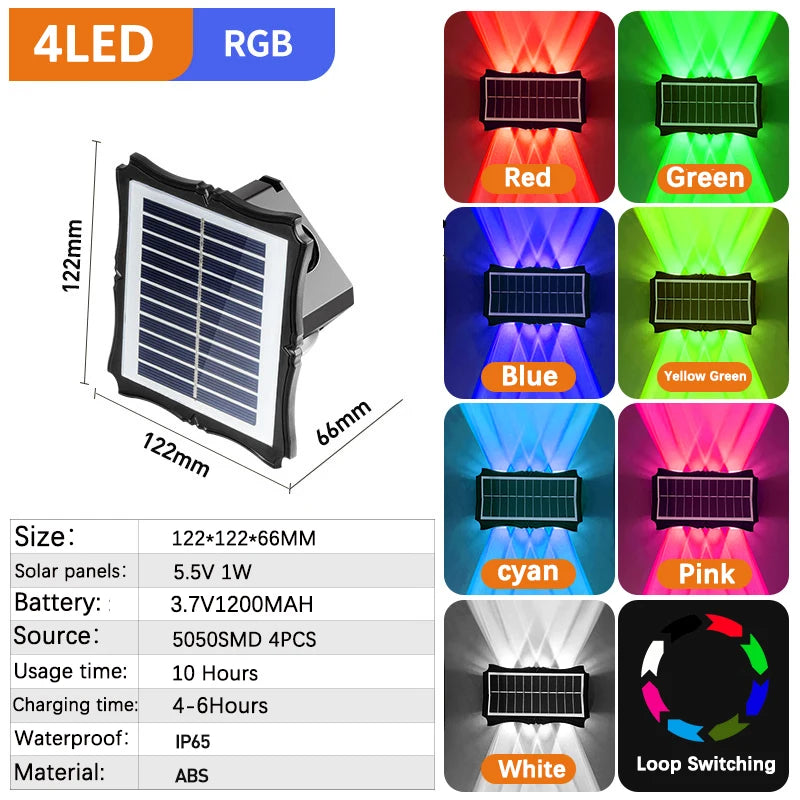 Solar Wall Lamp Outdoor Warm Light Waterproof