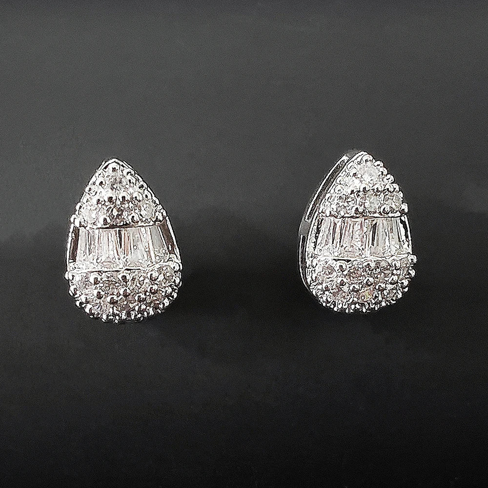 Delicate Water Drop Shaped Stud Earrings Luxury Silver Color