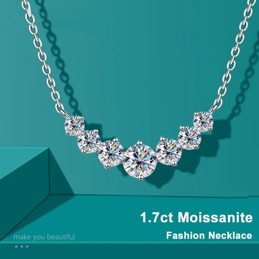 Moissanite Necklace Fine Jewely with Certificates 925 Sterling Sliver Plated 18k White Gold Necklace