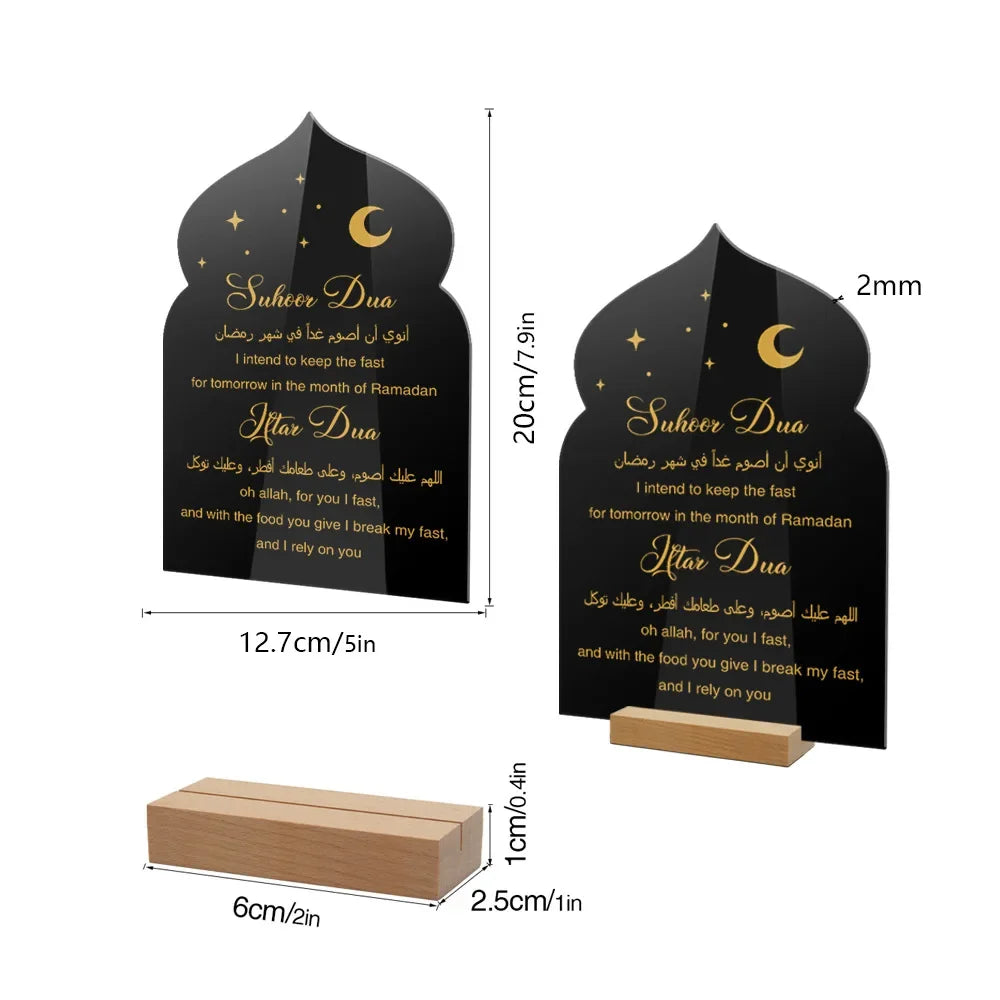 Reusable Acrylic Ramadan Calendar Board Wooden Base Table Ornament with Pen