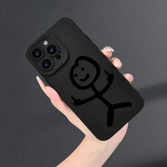 Angel Eye Black Stickman Painted Luxury Fashion Phone Case for iPhone 16 15 14 13 12 11 Plus Pro Max