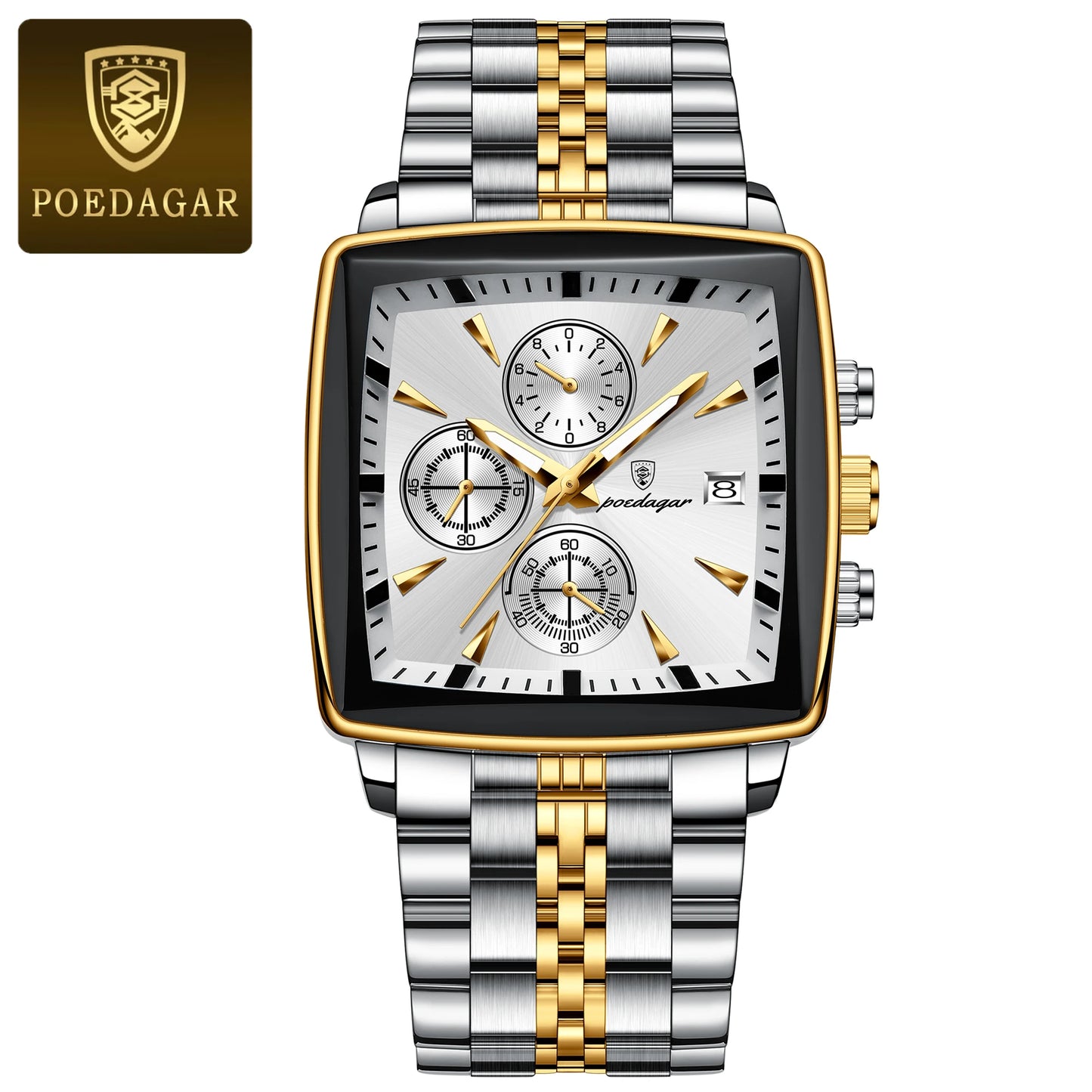 POEDAGAR Luxury Square Sport Man Wristwatch Waterproof