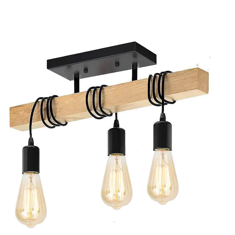 Modern Creative Wood Chandelier Light Ceiling Solid Wooden