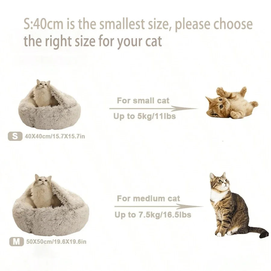 Soft Plush Pet Bed with Cover Round