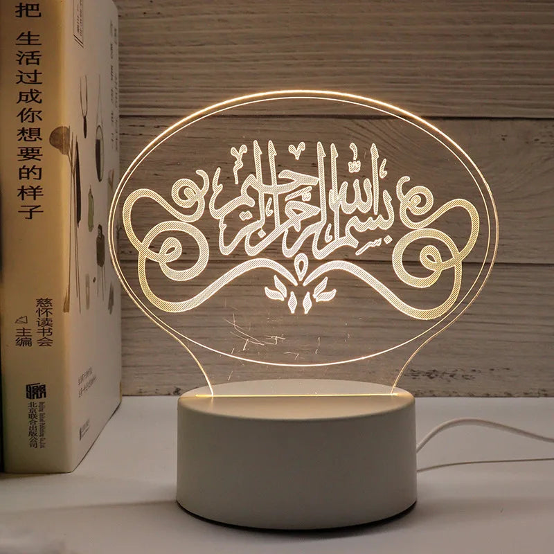 3D Moon Castle Acrylic LED Night Light Eid Mubarak