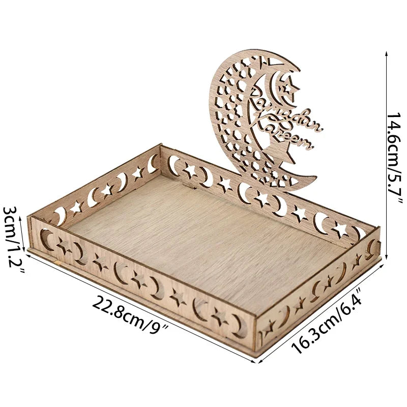 2025 20cm Ramadan Kareem Table Decorations Wooden Food Tray