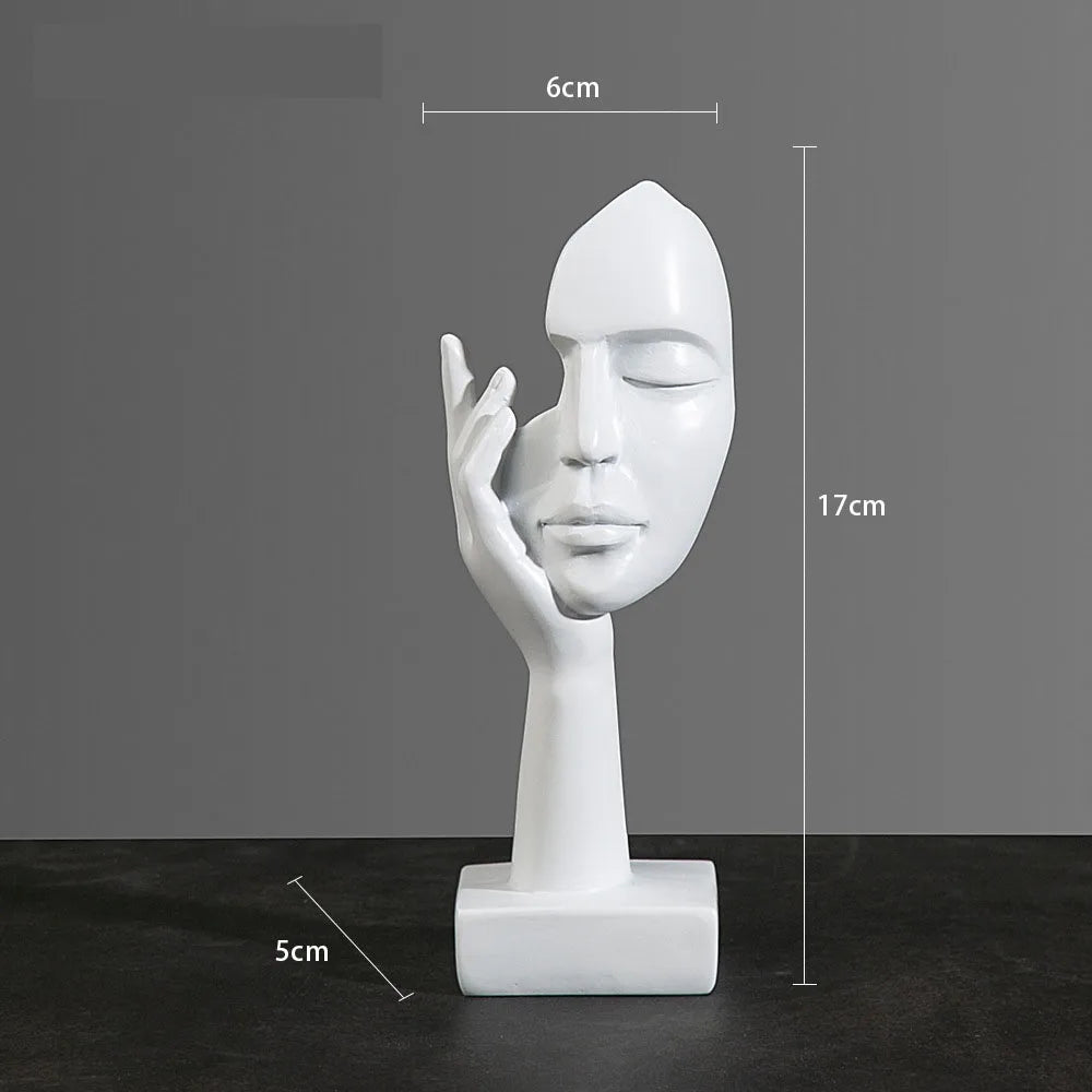 Resin Abstract Mask Statues European Miniature Figurines for Interior Home