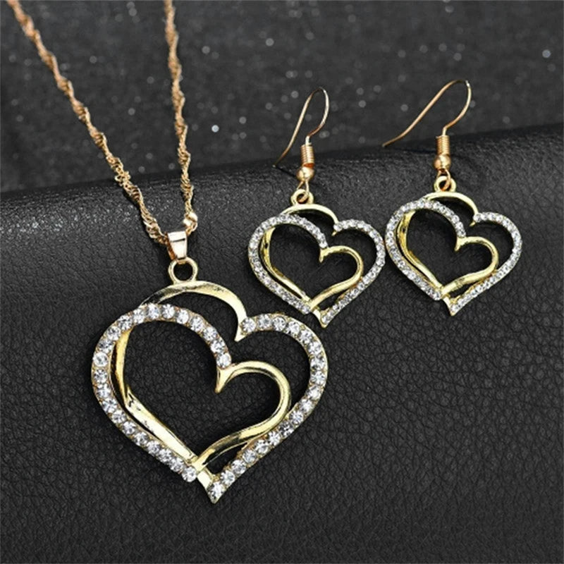 3 Pcs Set Heart Shaped Jewelry Set