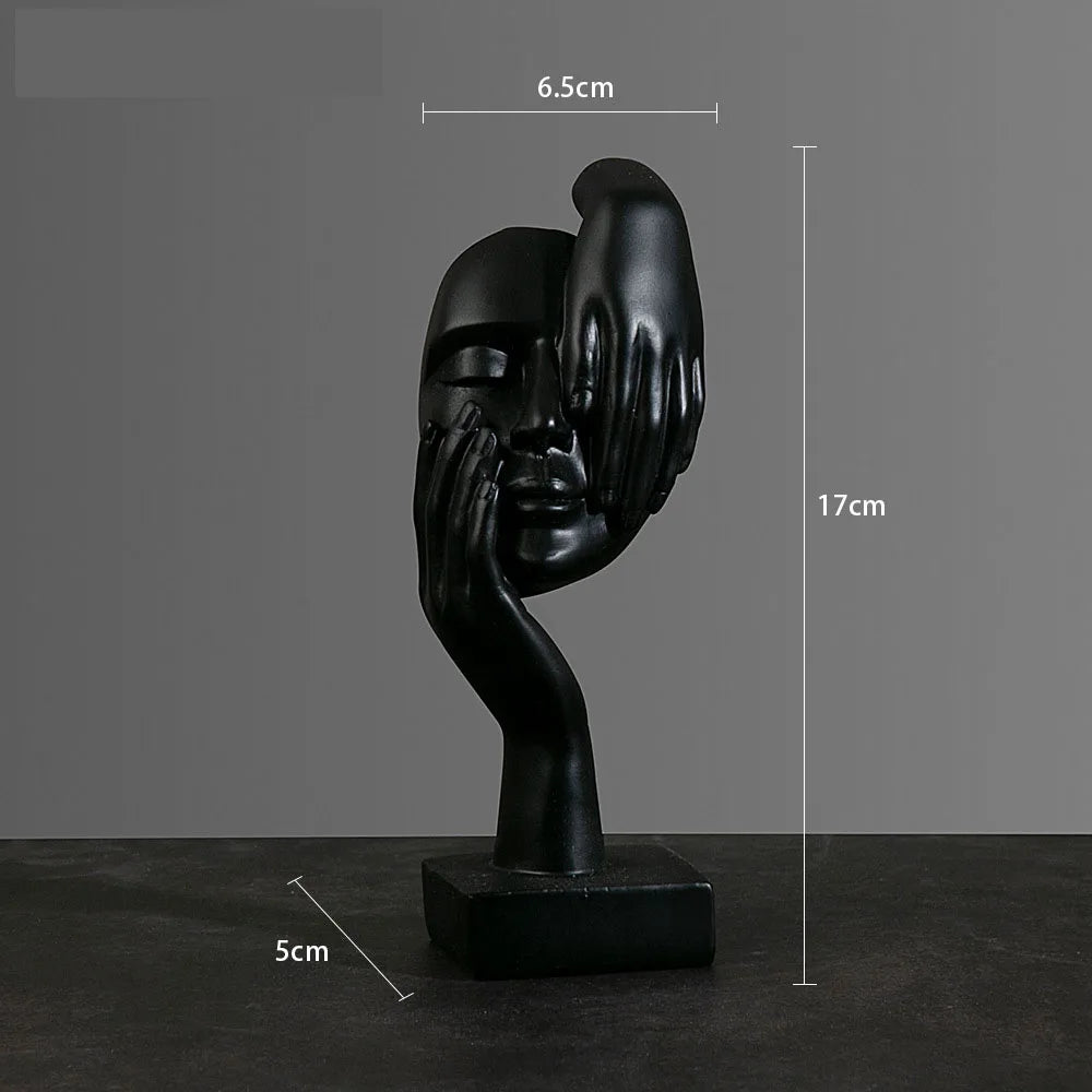 Resin Abstract Mask Statues European Miniature Figurines for Interior Home