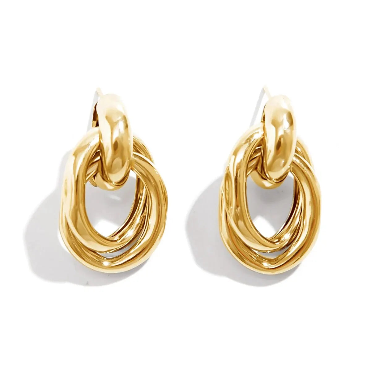 Classic Trendy Gold Color Geometric Stud Earrings