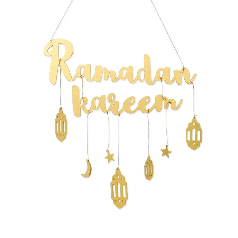 Gold Black Ramadan Kareem Wooden Wall Pendant