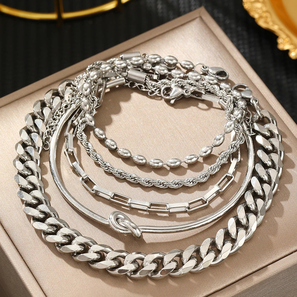 Stainless Steel Bracelets Set