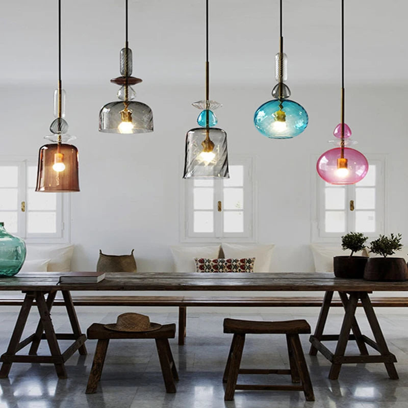 Scandinavian Macaron-Stained Glass Chandelier