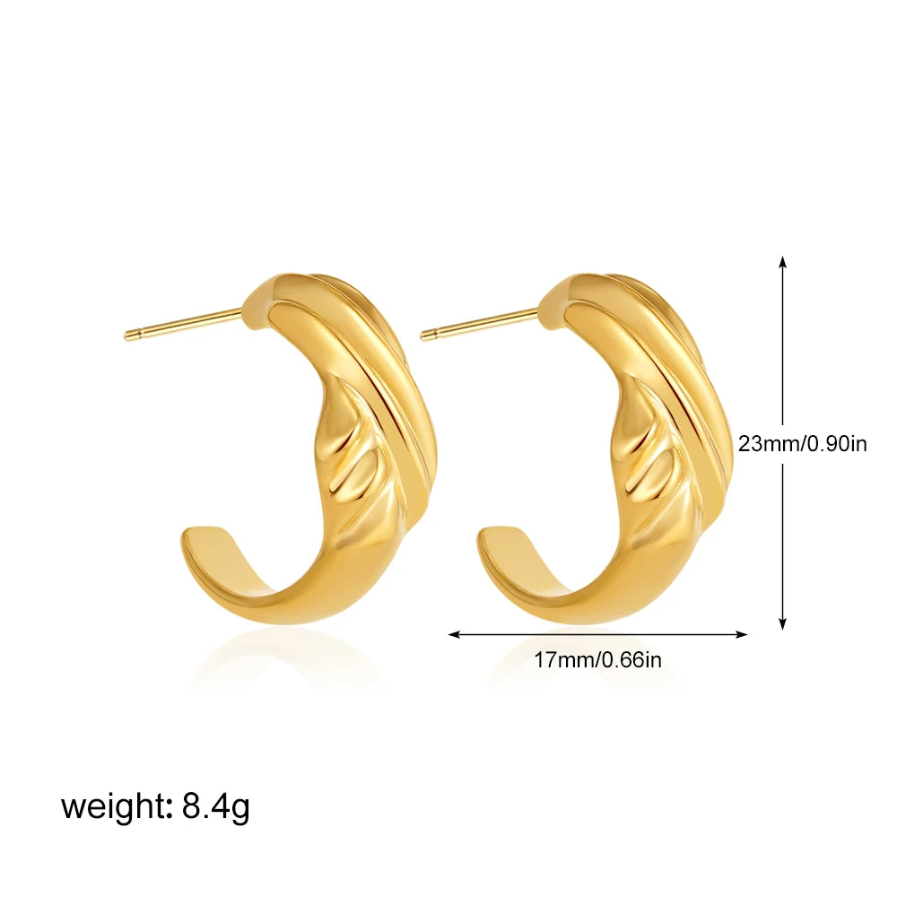 Geometric Stainless Steel Gold Sliver Color Bilayer Stud Earring