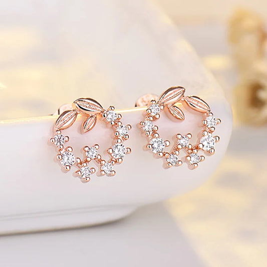 Romantic Zircon Flower Stud Earring