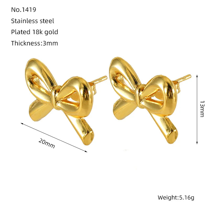 Stainless Steel Metal Stud Earrings 18K Gold Plated