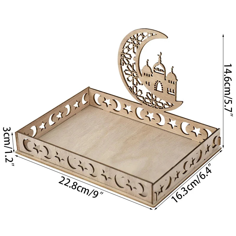 2025 20cm Ramadan Kareem Table Decorations Wooden Food Tray