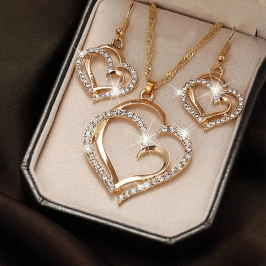 3 Pcs Set Heart Shaped Jewelry Set