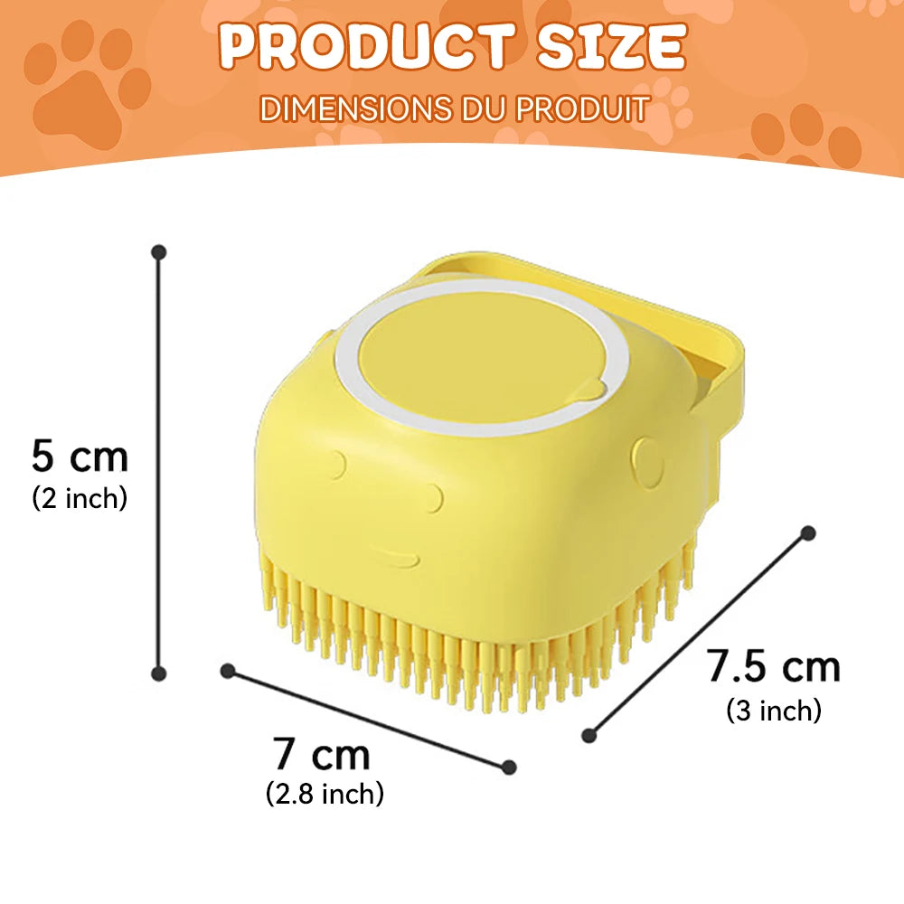 Dog Bathing Brush Pet Massage Brush Shampoo Dispenser Soft Silicone Brush