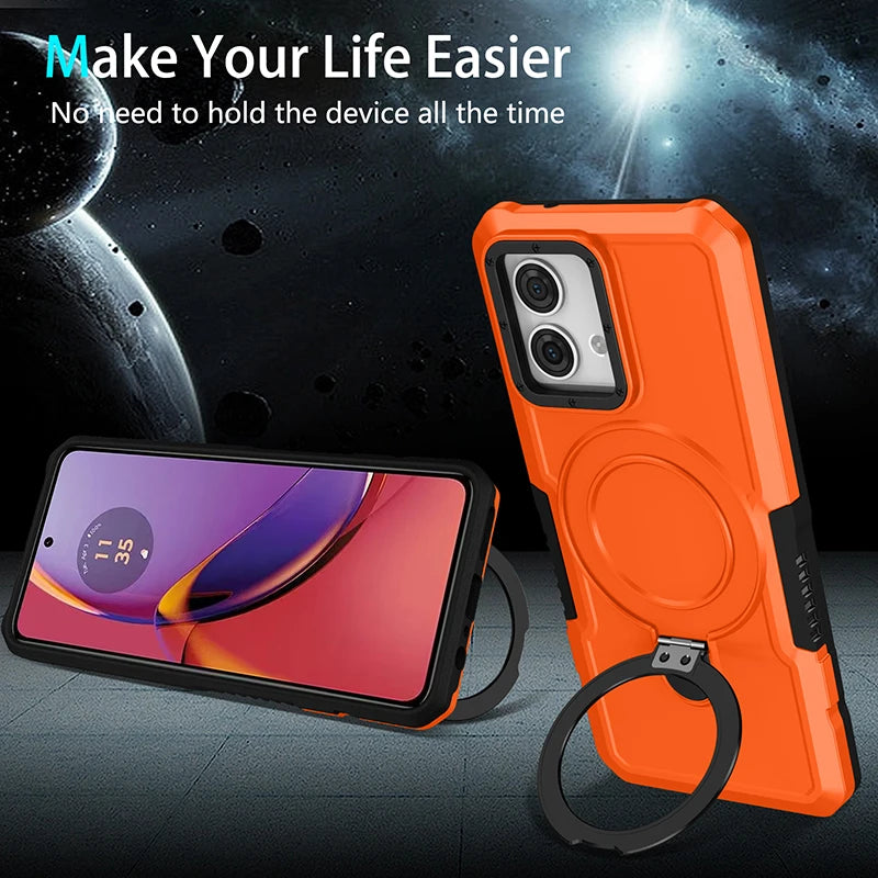 Shockproof Case for Motorola G84 G54 Armor Phone Cover with Rotated Ring Stand for Moto E32 E13 G22 G24 G34 G04 5G G14 E14