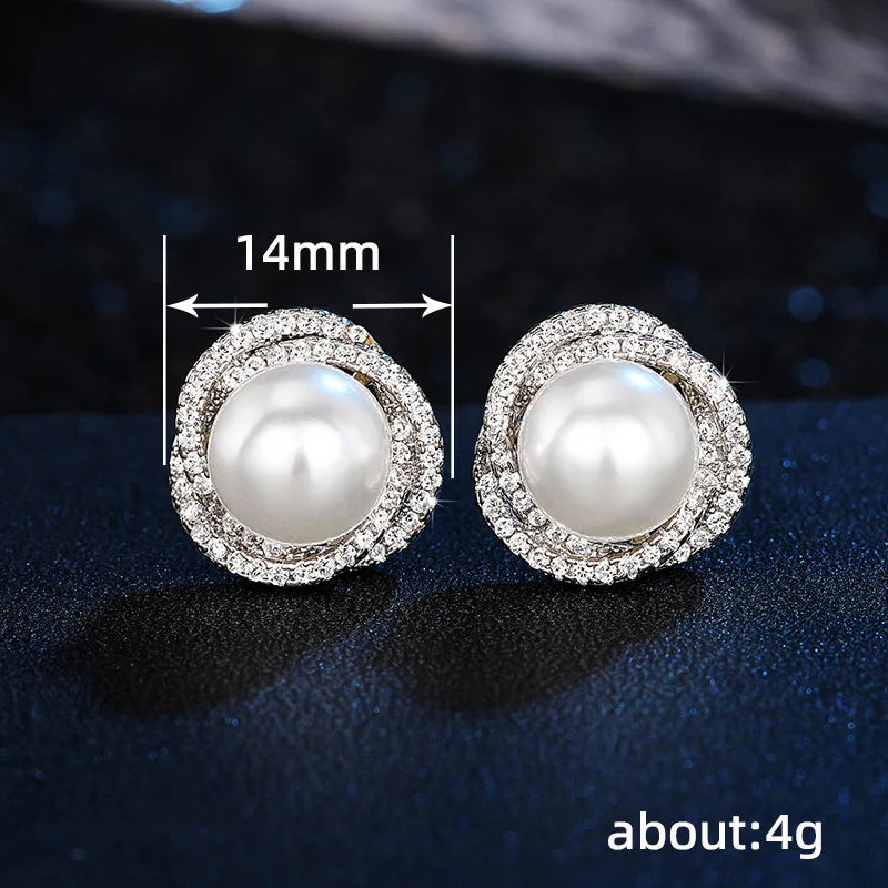 Shiny Imitation Pearl Stud Earrings Fashion