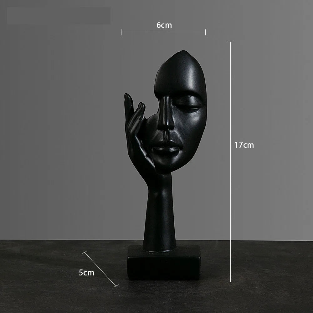 Resin Abstract Mask Statues European Miniature Figurines for Interior Home