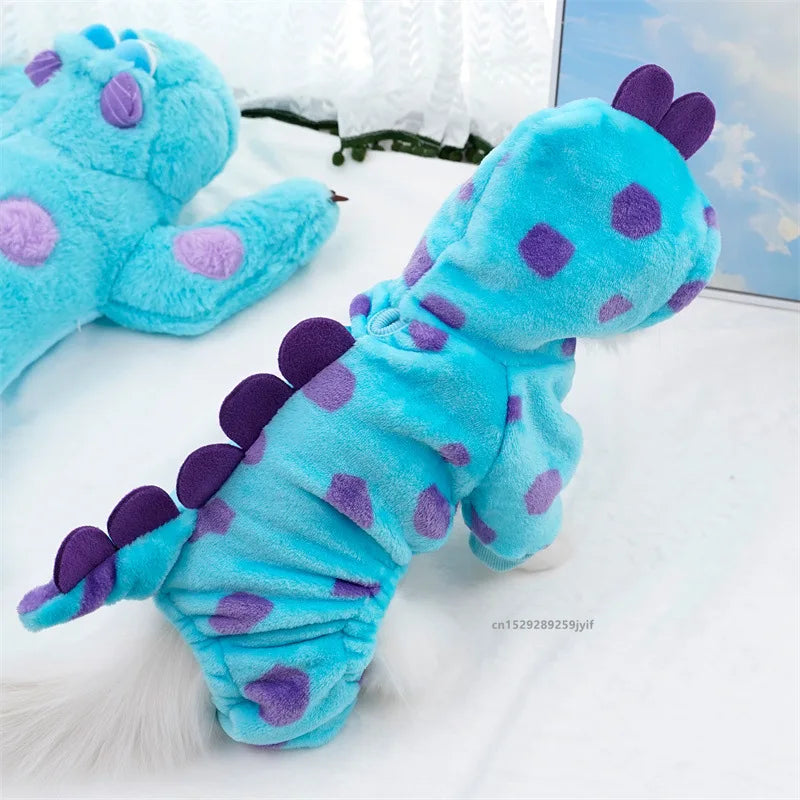 Blue Dinosaur Hooded Coat Pet Clothing