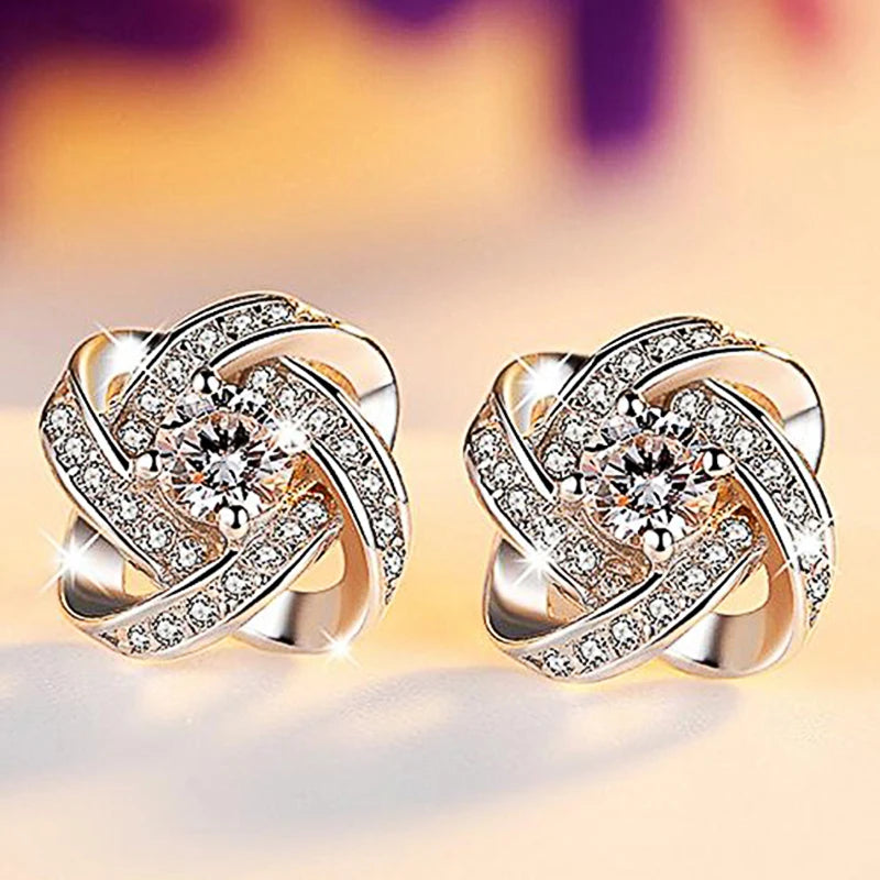 Elegant Lady Aesthetic Stud Earrings with Brilliant Zirconia Graceful