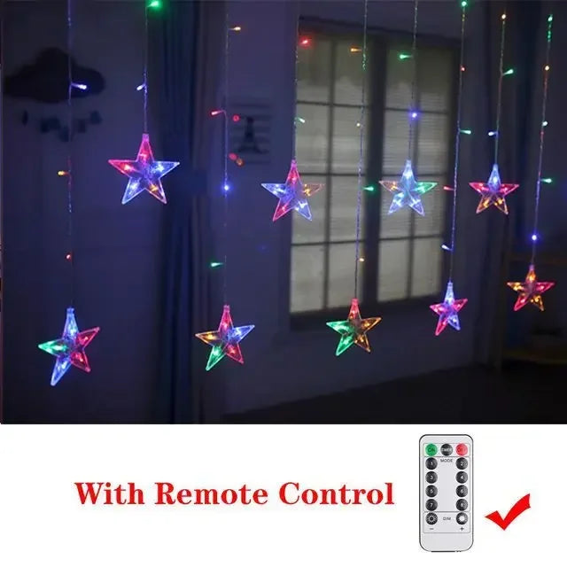 Star Moon Led Curtain Garland String Light EID Mubarak Ramadan Decoration