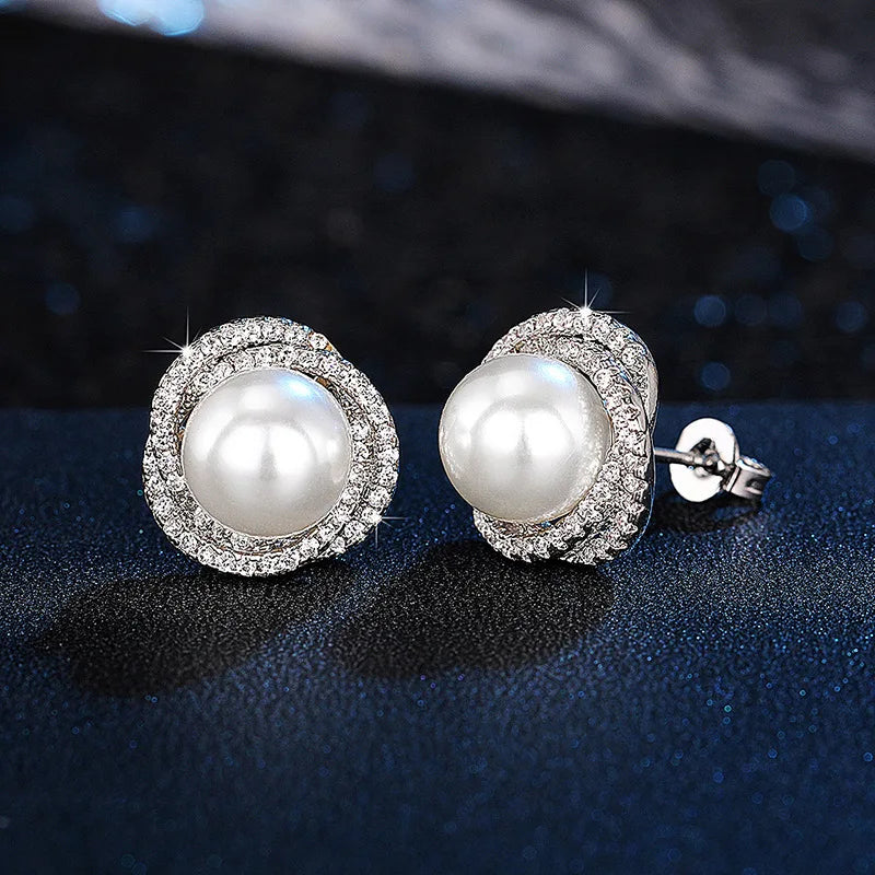 Shiny Imitation Pearl Stud Earrings Fashion