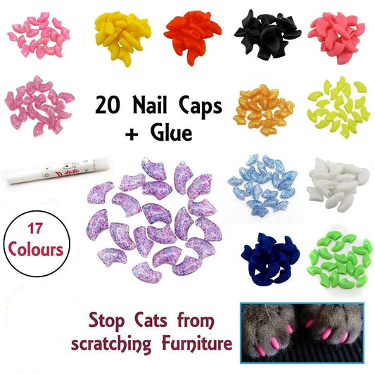 Lovely 20pcs Silicone Soft Cat Nail Caps