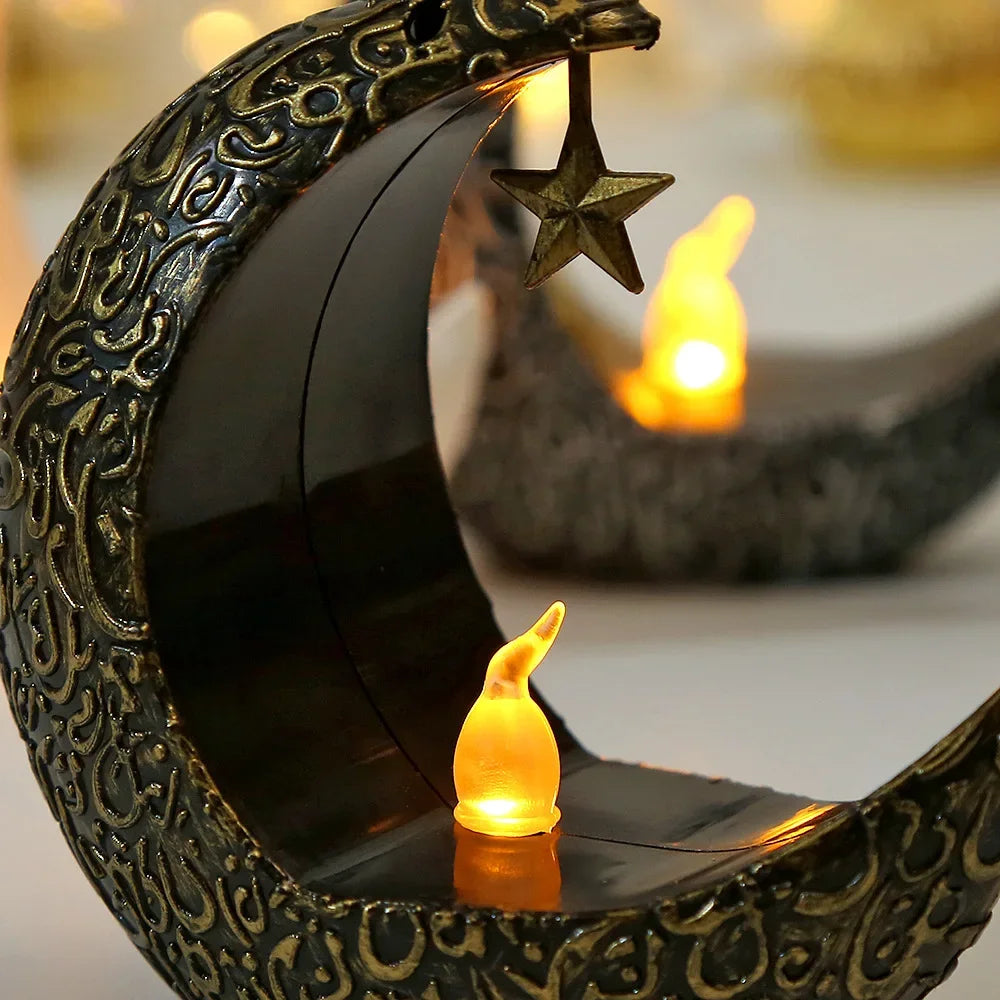 2025 Ramadan Decoration Star Moon LED Candlestick Lamp