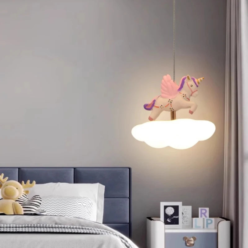 Cute Children's Room Colored Pegasus Chandeliers