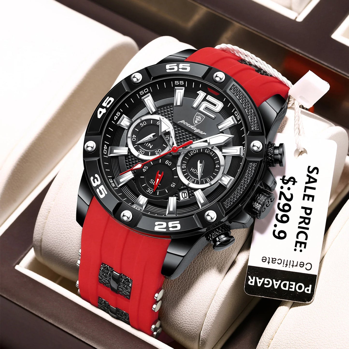 POEDAGAR Luxury Man Wristwatch Sport Chronograph Waterproof