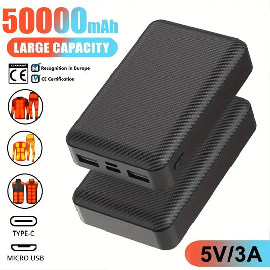 50000mAh Portabl Heating Mobile Power for Heated Vest Jacket Gloves with 5V 3A Fast Charging Phone Portable Charger