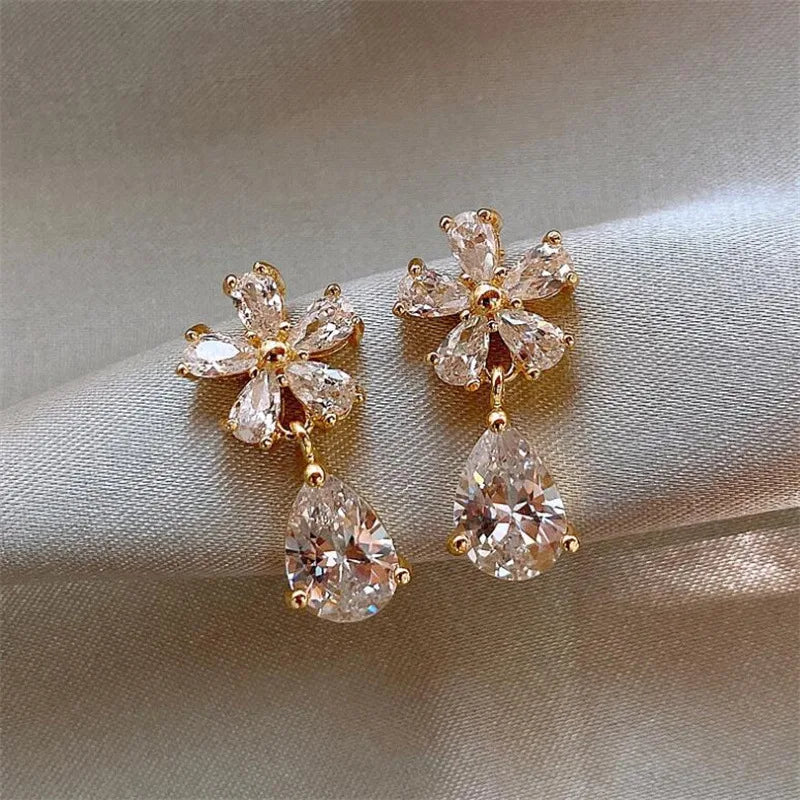 Light Luxury Zircon Stud Earrings Women's Fashion