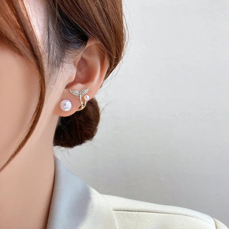 Light Luxury Crystal Fish Tail Studs Earrings