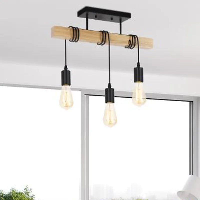 Modern Creative Wood Chandelier Light Ceiling Solid Wooden