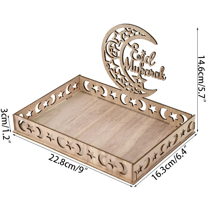 2025 20cm Ramadan Kareem Table Decorations Wooden Food Tray