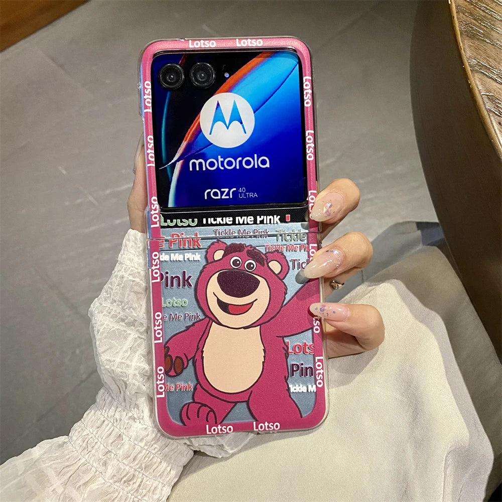 Phone Case For Motorola Razr 50 Ultra 2024 Moto Razr50 40Ultra Shockproof Folding Hard Acrylic Back Cover Mickey Minnie