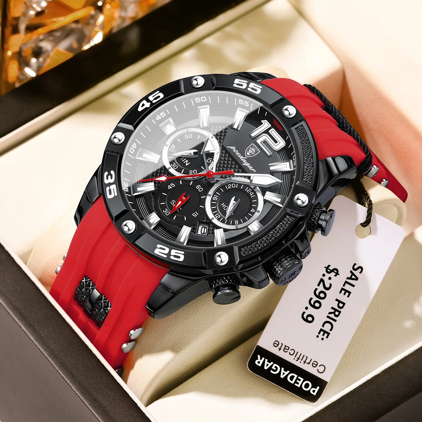 POEDAGAR Luxury Man Wristwatch Sport Chronograph Waterproof