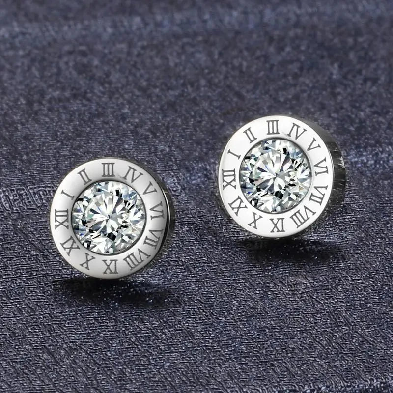 Korean Vintage Delicate Zircon Shell Heart Stud Earrings